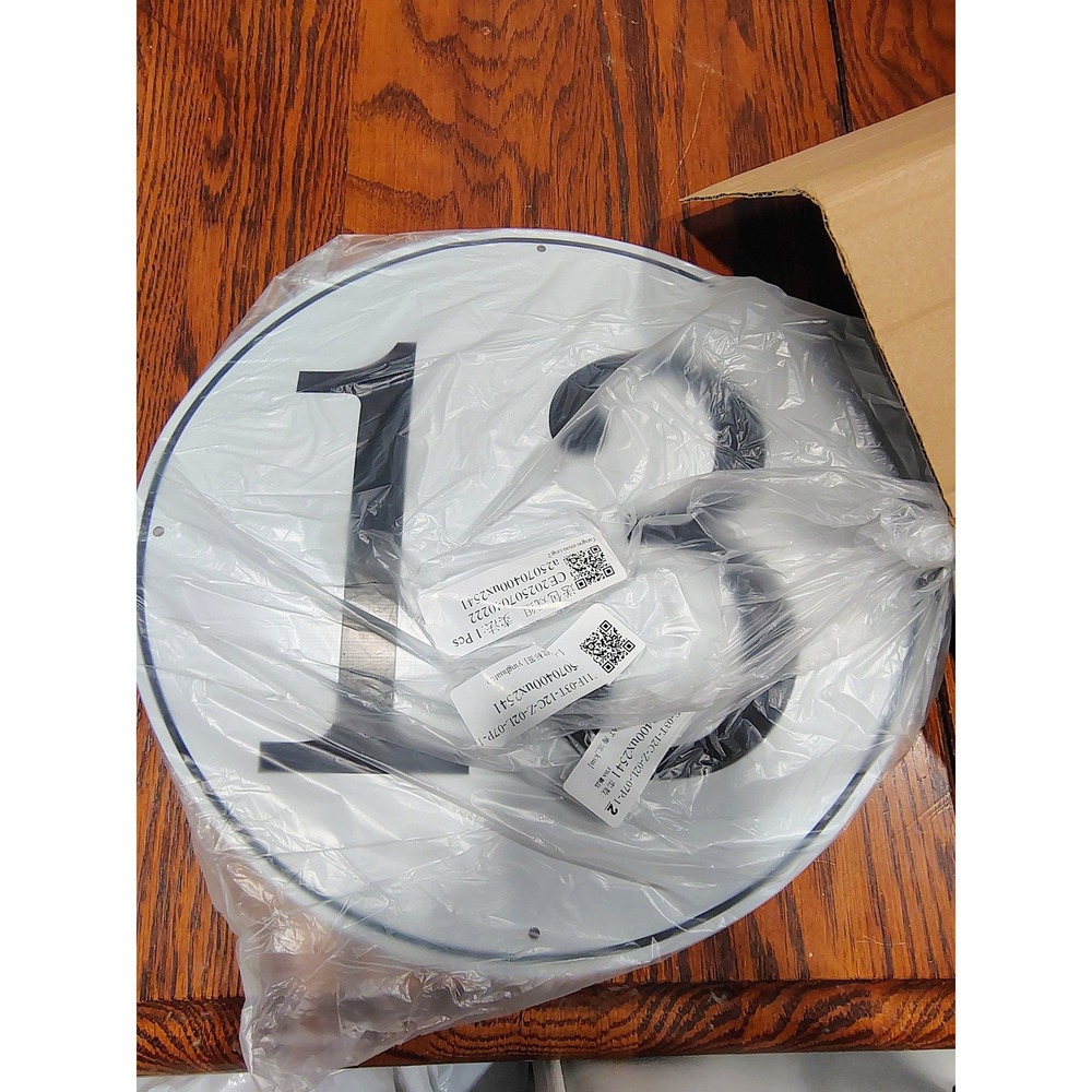 Modern Round White Metal House Number 13 Sign Black Circular Address Plaque